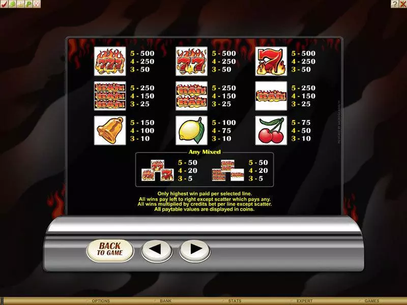 Info and Rules - Microgaming Retro Reels - Extreme Heat Slot