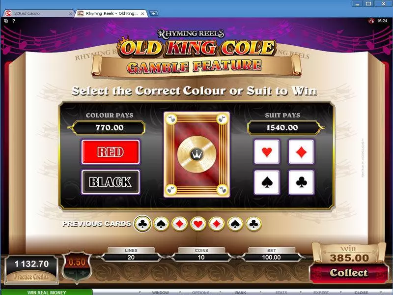 Gamble Screen - Microgaming Rhyming Reels - Old King Cole Slot