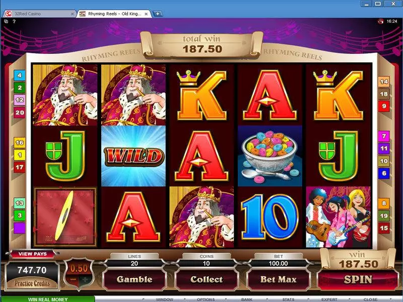 Main Screen Reels - Microgaming Rhyming Reels - Old King Cole Slot