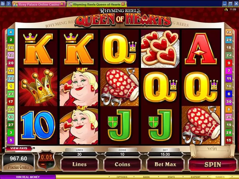 Main Screen Reels - Microgaming Rhyming Reels - Queen of Hearts Slot