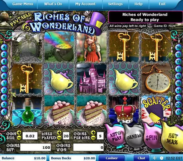 Main Screen Reels - Leap Frog Riches of Wonderland Slot