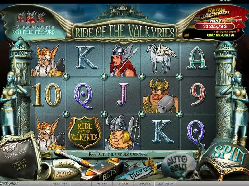 Main Screen Reels - bwin.party Ride of the Valkyries Raffle Slot