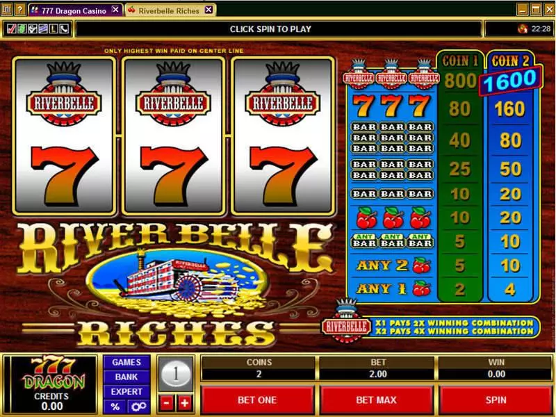 Main Screen Reels - Microgaming River Belle Riches Slot