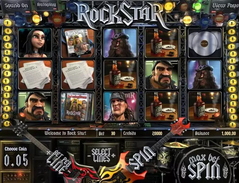 Main Screen Reels - BetSoft Rock Star Slot