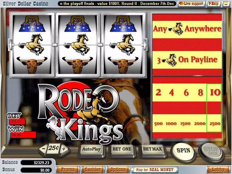 Main Screen Reels - Vegas Technology Rodeo Kings Slot