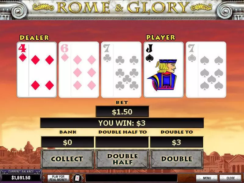 Gamble Screen - PlayTech Rome and Glory Slot