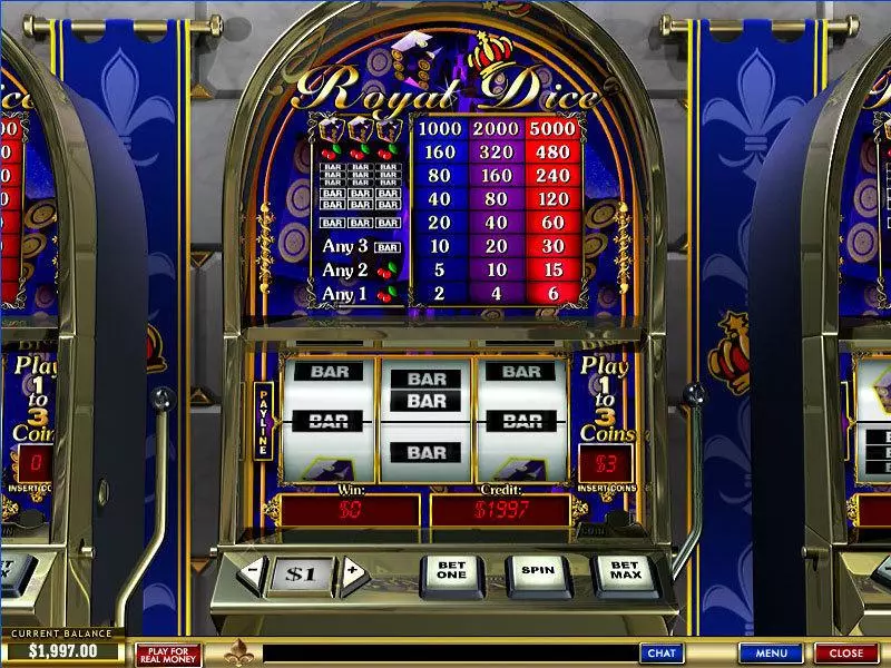 Main Screen Reels - PlayTech Royal Dice Slot