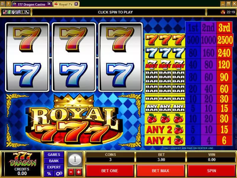 Main Screen Reels - Microgaming Royal Sevens Slot