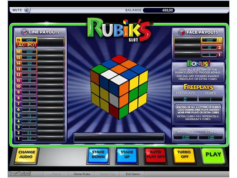 Main Screen Reels - bwin.party Rubiks Slot