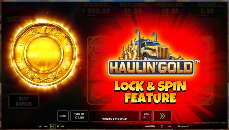 Free Spins Feature - Greentube Rumble Riches - Haulin Gold Slot