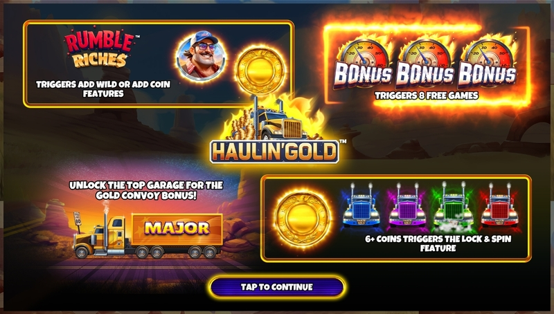 Info and Rules - Greentube Rumble Riches - Haulin Gold Slot