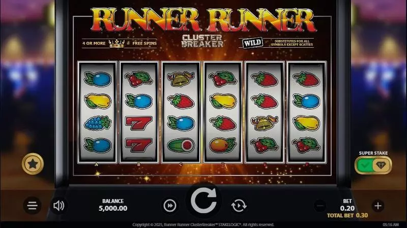 Main Screen Reels - StakeLogic Runner Runner ClusterBreaker Slot