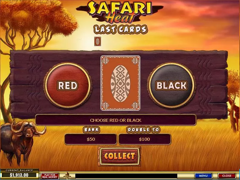 Gamble Screen - PlayTech Safari Heat Slot