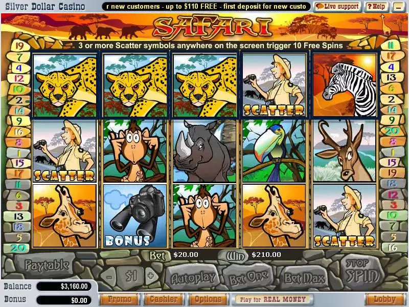 Main Screen Reels - WGS Technology Safari Slot