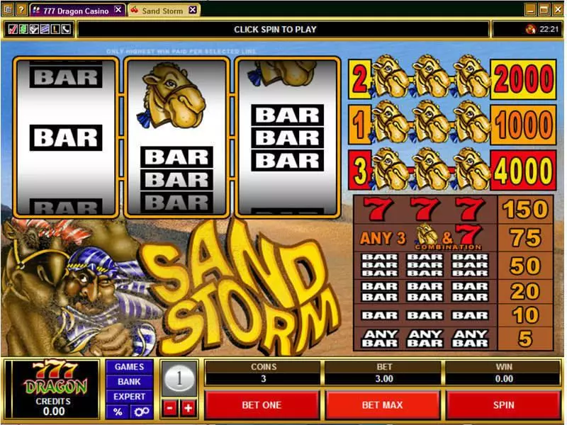 Main Screen Reels - Microgaming Sand Storm Slot