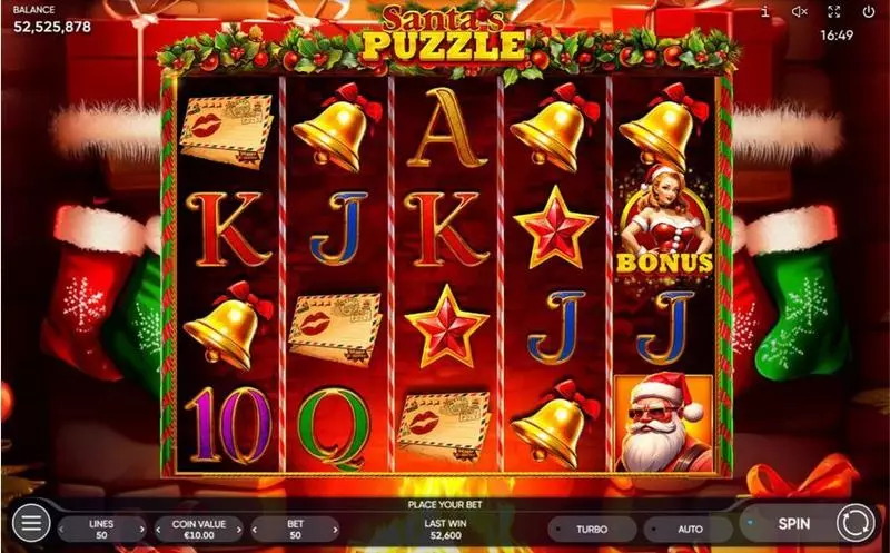 Main Screen Reels - Endorphina Santa's Puzzle Slot