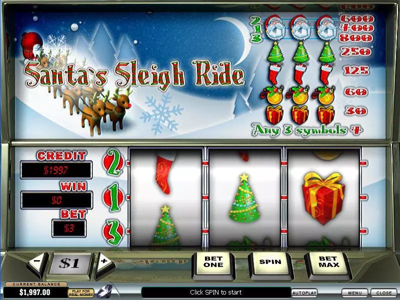 Main Screen Reels - PlayTech Santa's Sleigh Ride Slot