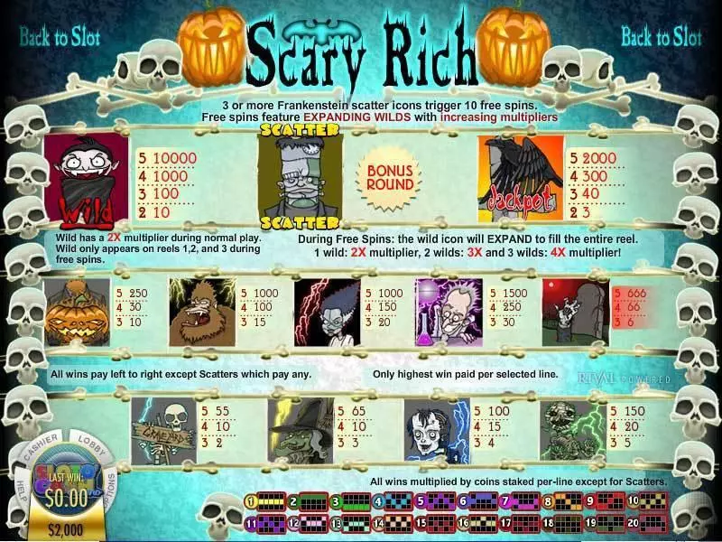 Info and Rules - Rival Scary Rich Slot