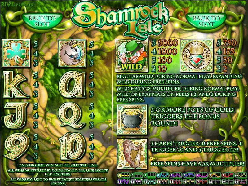Info and Rules - Rival Shamrock Isle Slot