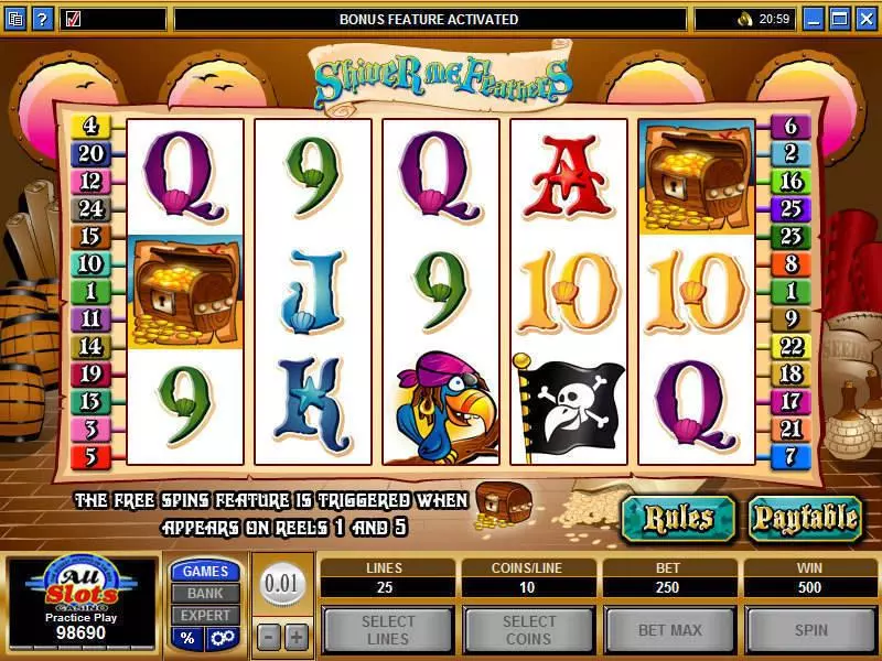 Main Screen Reels - Microgaming Shiver Me Feathers Slot