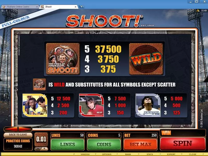 Info and Rules - Microgaming Shoot! Slot