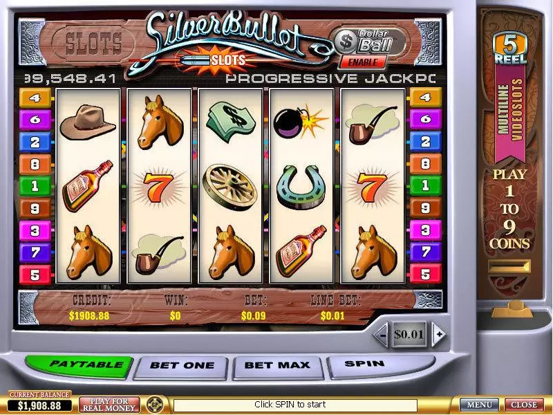 Main Screen Reels - PlayTech Silver Bullet Slot