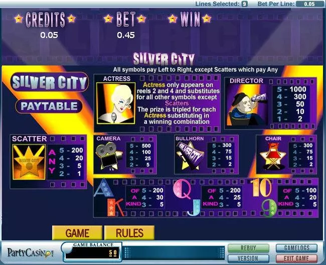 Info and Rules - bwin.party Silver City Slot