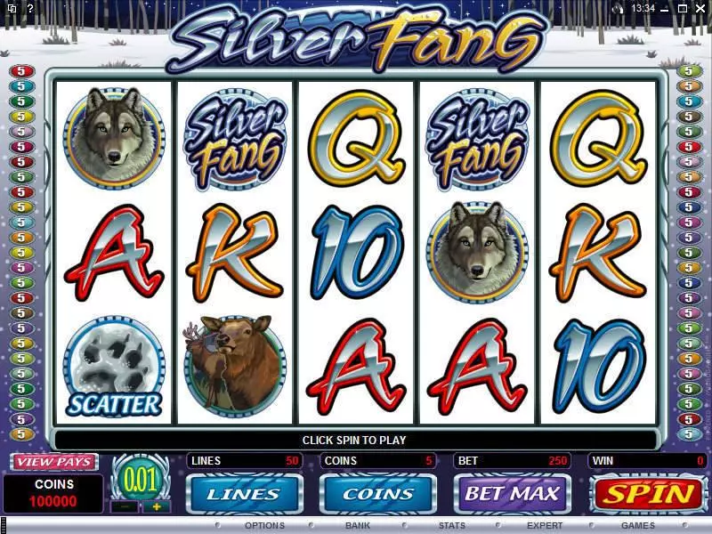 Main Screen Reels - Microgaming Silver Fang Slot