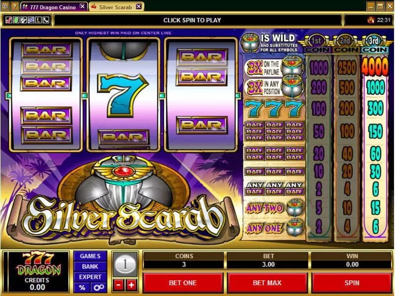 Main Screen Reels - Microgaming Silver Scarab Slot