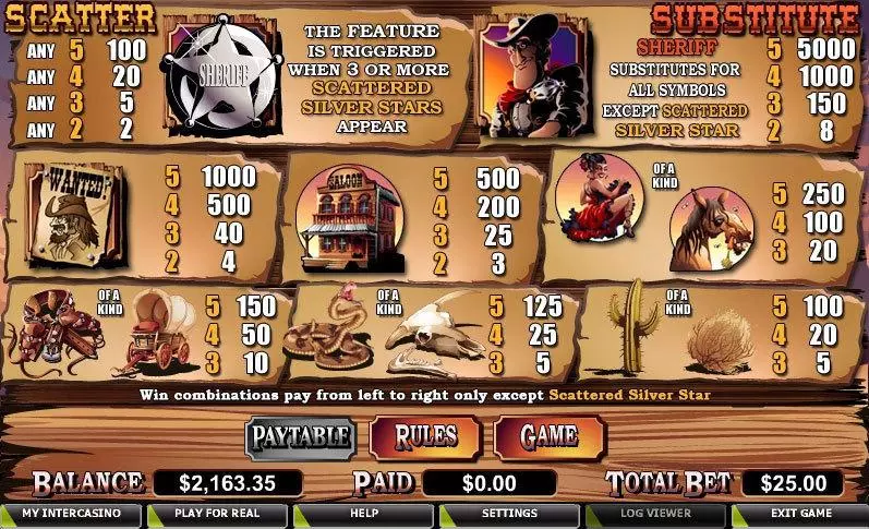 Info and Rules - CryptoLogic Silver Star Slot