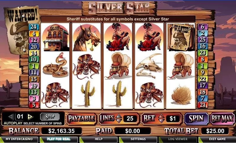 Main Screen Reels - CryptoLogic Silver Star Slot