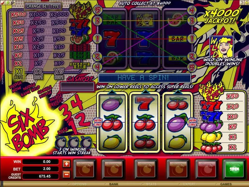 Main Screen Reels - Microgaming Six Bomb Slot