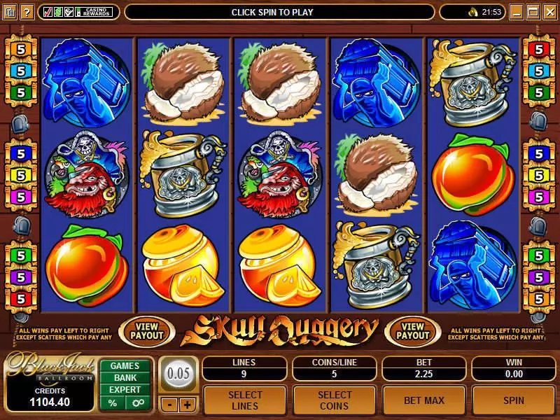Main Screen Reels - Microgaming Skull Duggery Slot