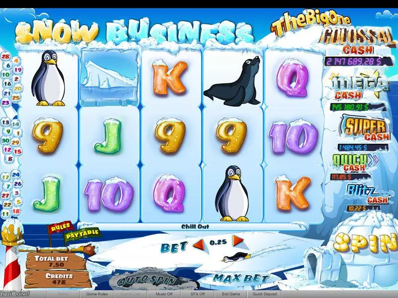 Main Screen Reels - bwin.party Snow Business Slot