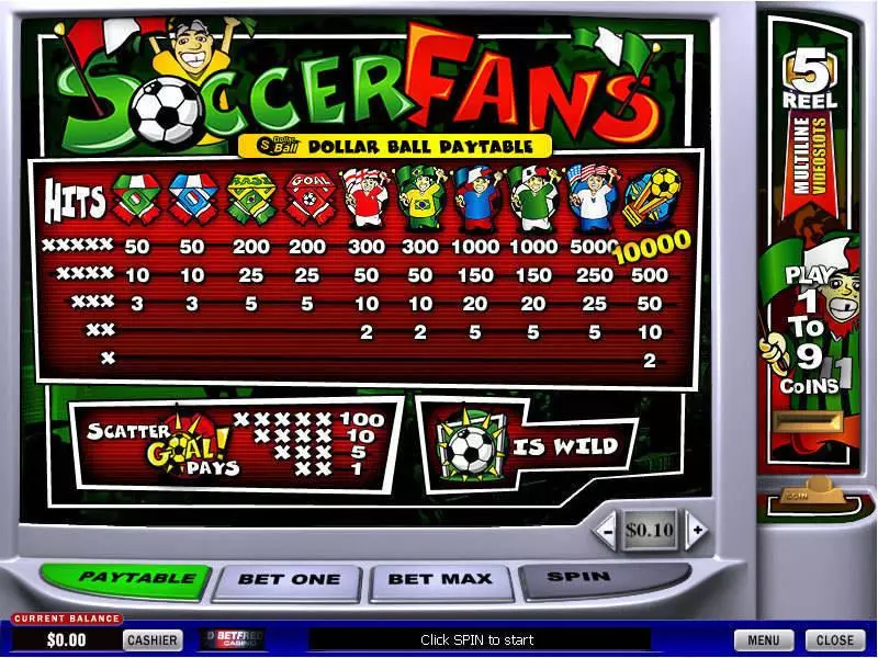 Info and Rules - PlayTech Soccer Fans Slot