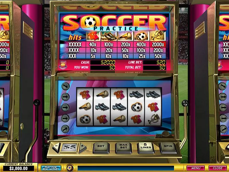 Main Screen Reels - PlayTech Soccer Practice Slot