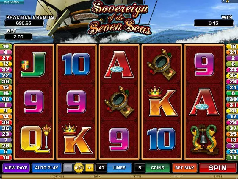 Main Screen Reels - Microgaming Sovereign of the Seven Seas Slot