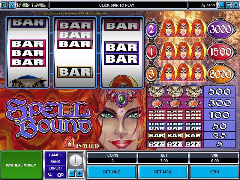 Main Screen Reels - Microgaming Spell Bound Slot