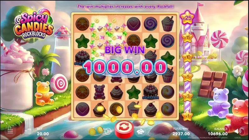 Main Screen Reels - Mascot Gaming Spicy Candies. Rockblocks Slot