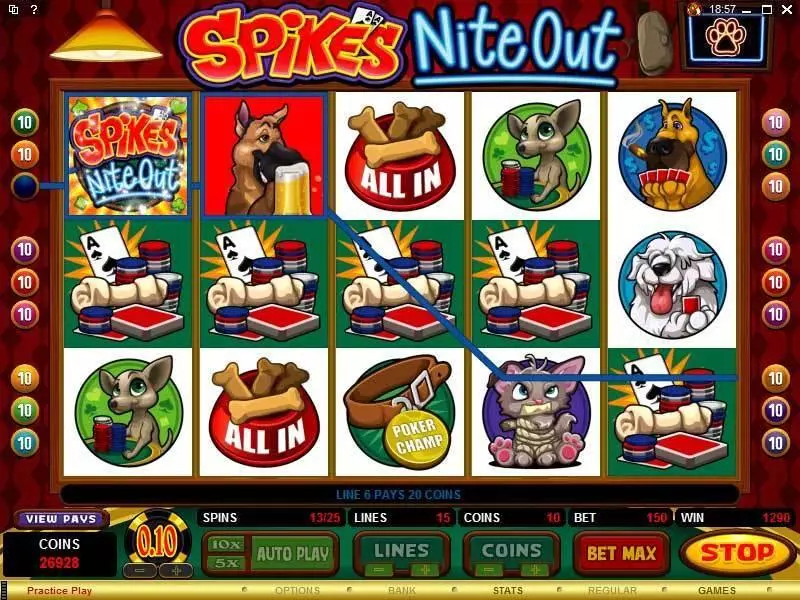 Main Screen Reels - Microgaming Spike's Nite Out Slot