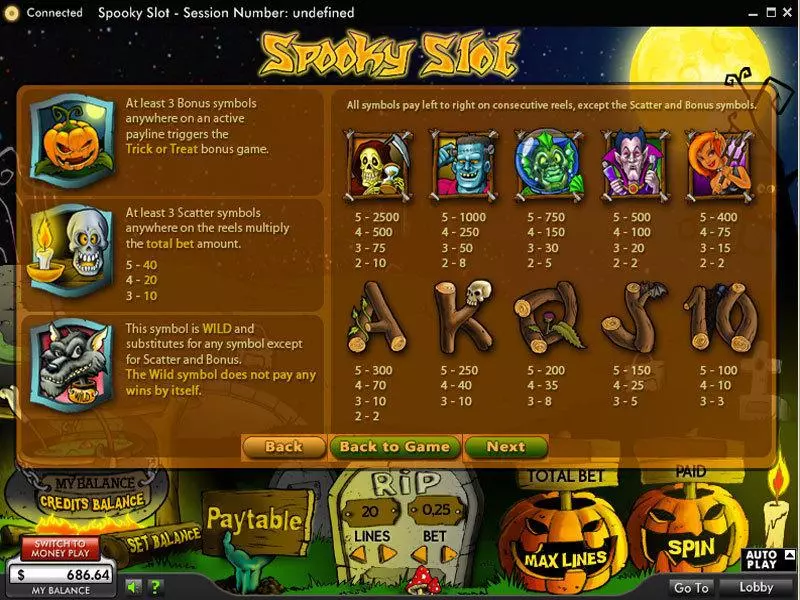 Info and Rules - 888 Spooky Slot