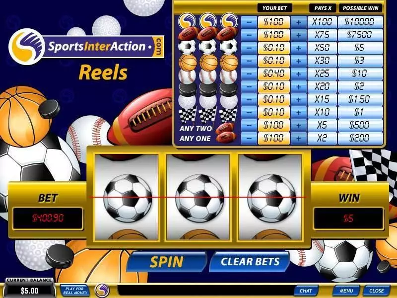 Main Screen Reels - PlayTech Sports InterAction Reels Slot