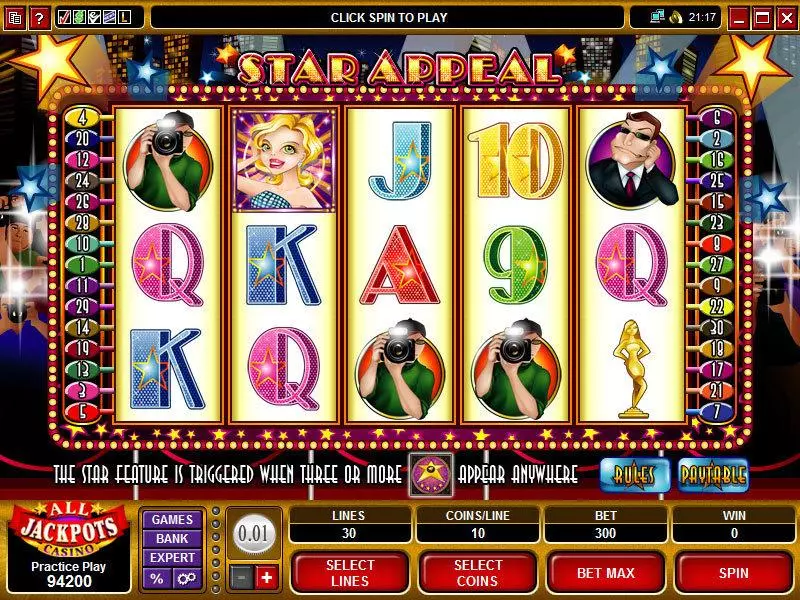 Main Screen Reels - Microgaming Star Appeal Slot