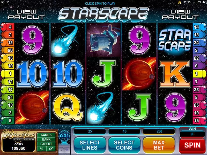 Main Screen Reels - Microgaming Starscape Slot