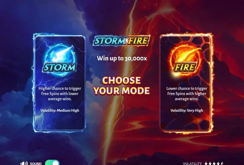 Introduction Screen - TrueLab Games Storm vs Fire Slot