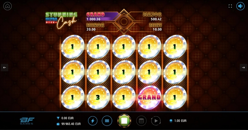 Main Screen Reels - BF Games Stunning Cash Ultra Dice Slot