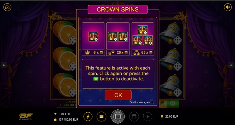 Info and Rules - BF Games Stunning Crown Extra Dice Slot