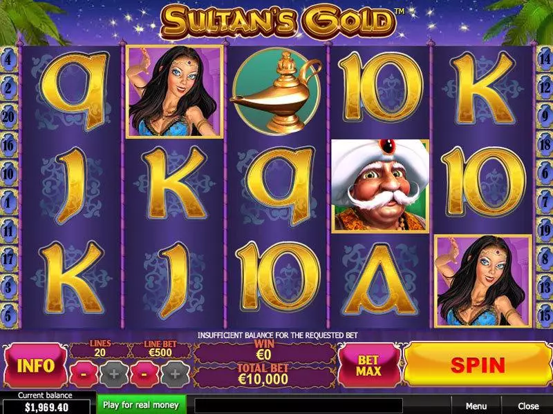 Main Screen Reels - PlayTech Sultan's Gold Slot