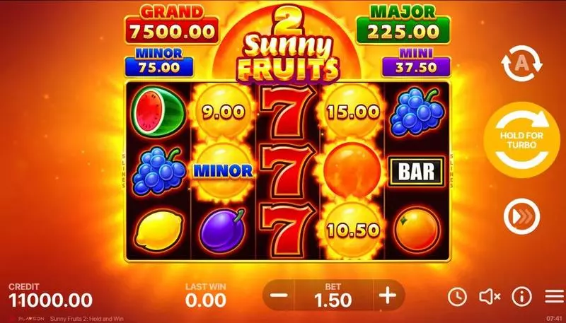 Main Screen Reels - Playson Sunny Fruits 2: Hold and Win Slot