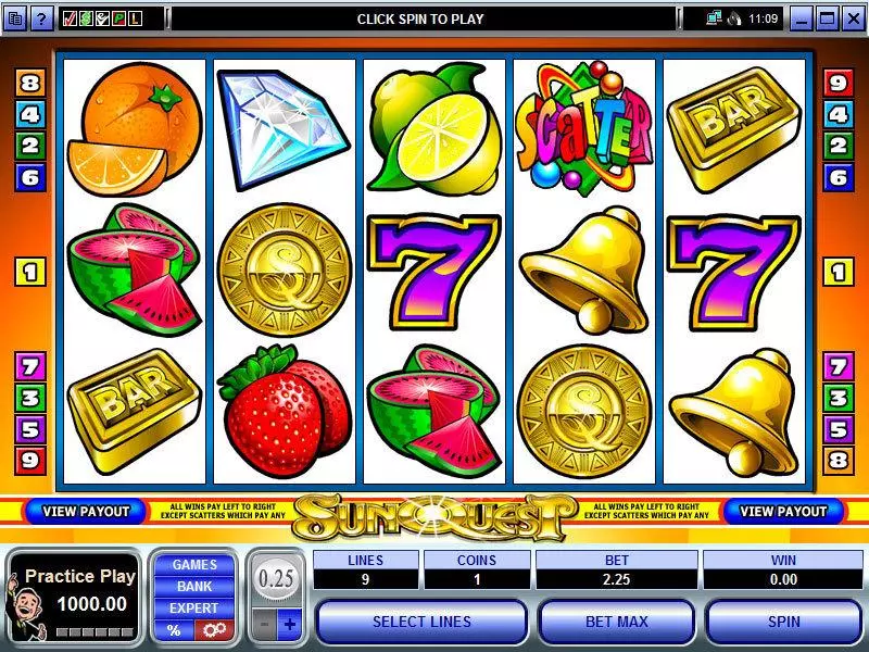 Main Screen Reels - Microgaming SunQuest Slot